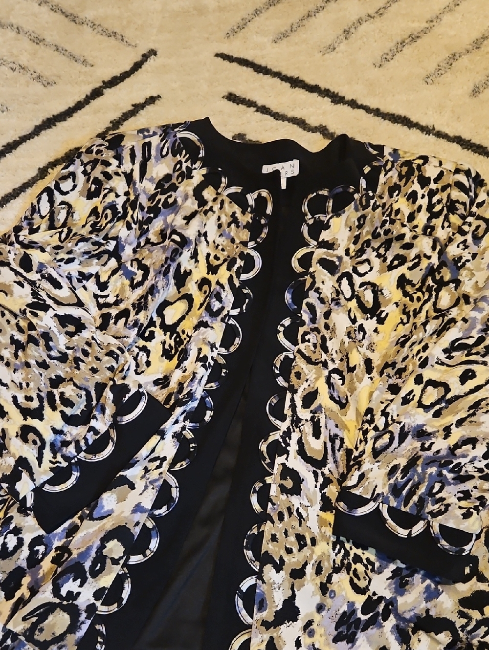 Joan Rivers Black and White Patterned Open Cardigan
